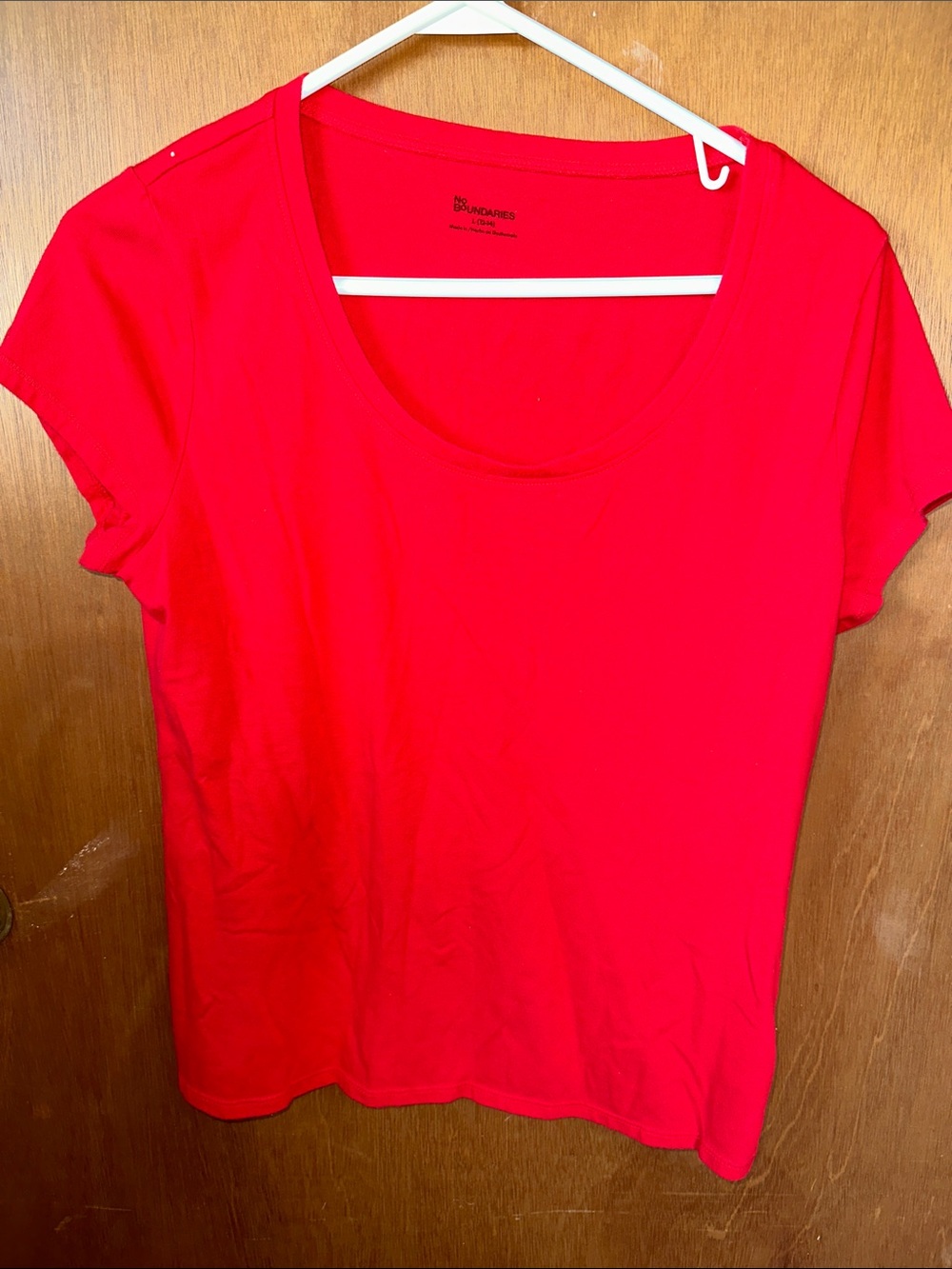 No Boundaries Red Scoop Neck Short Sleeve Tee